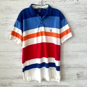 VINTAGE 90s NAUTICA Color Block Rugby Stripe Cotton Baggy Polo Shirt Large